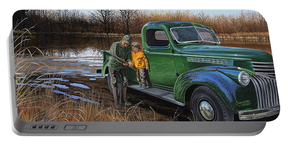 Truck Portable Battery Charger featuring the painting The Understudy by Anthony J Padgett