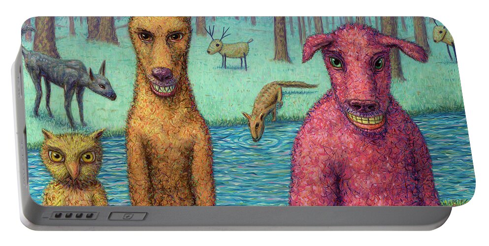 Animals Portable Battery Charger featuring the painting The Untamed Return by James W Johnson