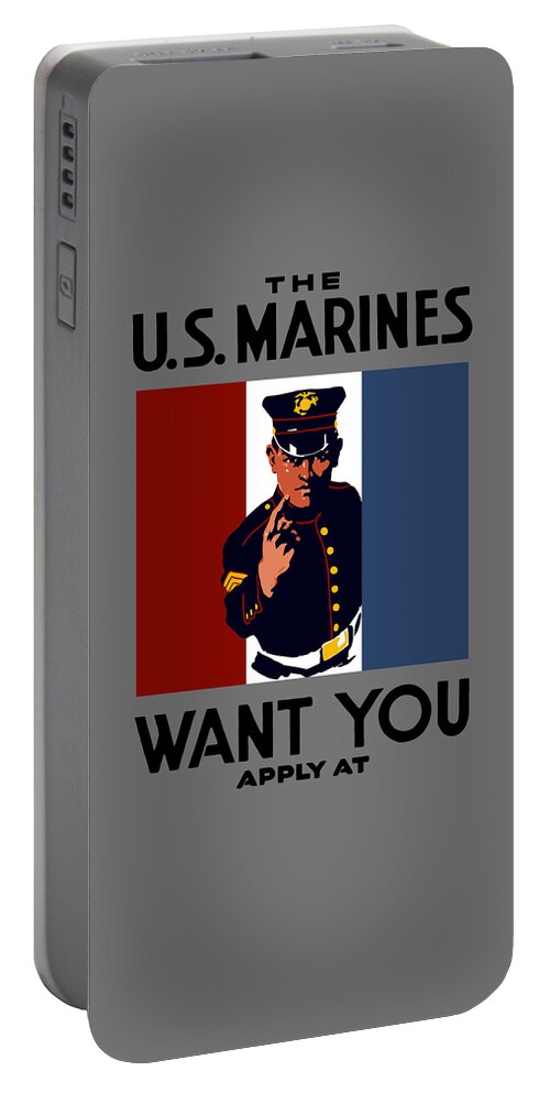 Marines Portable Battery Charger featuring the painting The U.S. Marines Want You by War Is Hell Store