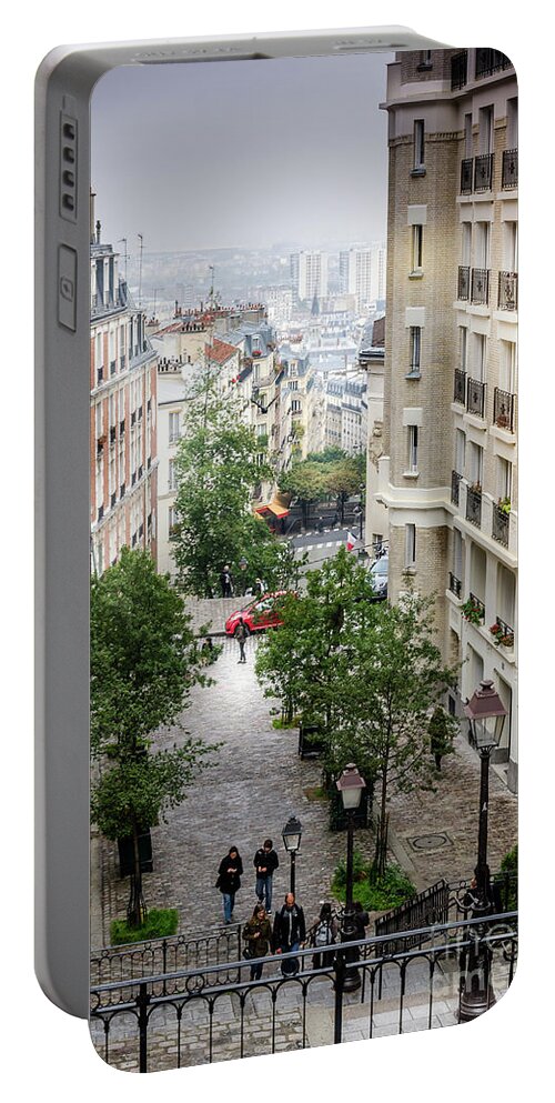 Paris Portable Battery Charger featuring the photograph The view from Montmartre steps, Paris France 2 by Perry Rodriguez