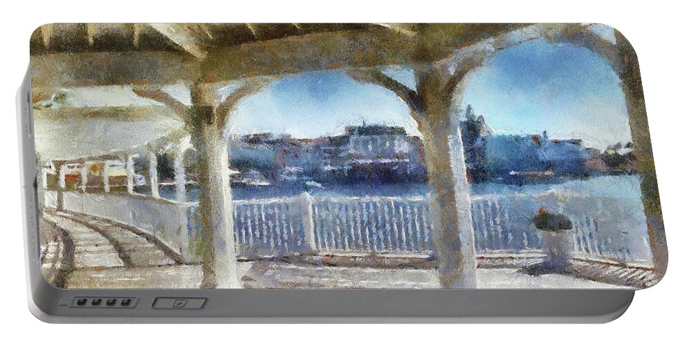 Boardwalk Portable Battery Charger featuring the photograph The View From The Boardwalk Gazebo WDW 02 Photo Art MP by Thomas Woolworth