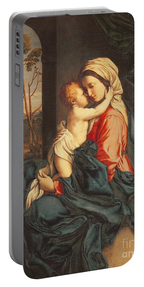 #faatoppicks Portable Battery Charger featuring the painting The Virgin and Child Embracing by Giovanni Battista Salvi