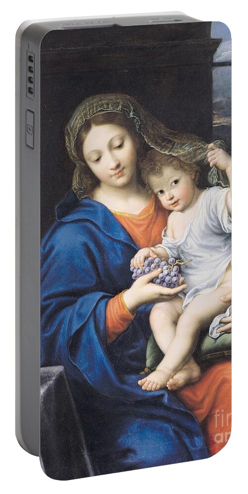 The Virgin Of The Grapes Portable Battery Charger featuring the painting The Virgin of the Grapes by Pierre Mignard