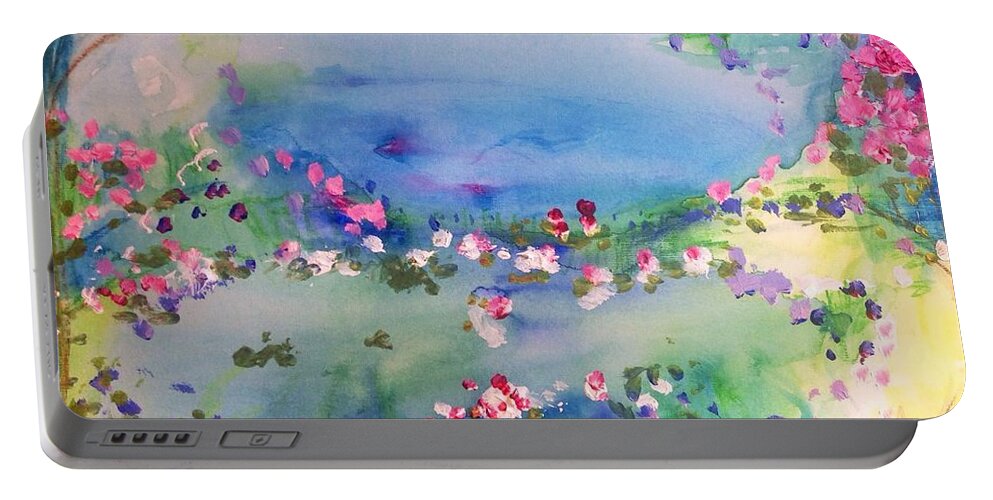 August Portable Battery Charger featuring the painting The warmth of August by Judith Desrosiers