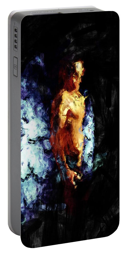Man Portable Battery Charger featuring the painting The Watcher by Adam Vance