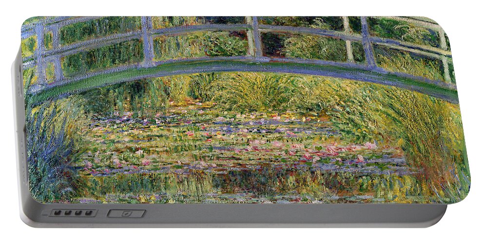 The Portable Battery Charger featuring the painting The Waterlily Pond with the Japanese Bridge by Claude Monet