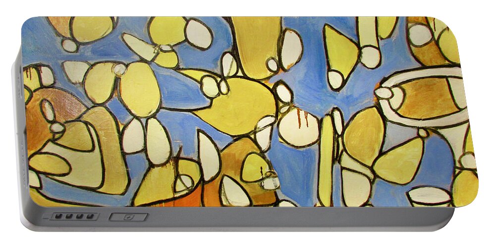 Yellow Portable Battery Charger featuring the painting The Whisper by Steven Miller