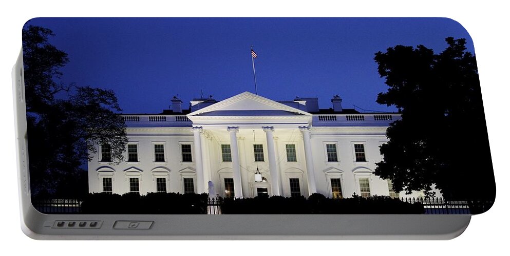 The White House Portable Battery Charger featuring the photograph The White House at Night by Jackson Pearson