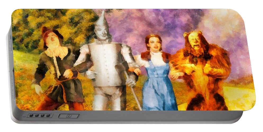 Wizard Portable Battery Charger featuring the painting The Wizard of Oz Cast by Esoterica Art Agency
