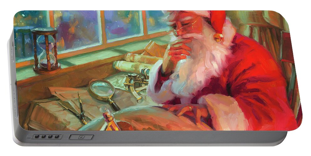 Christmas Portable Battery Charger featuring the painting The World Traveler by Steve Henderson