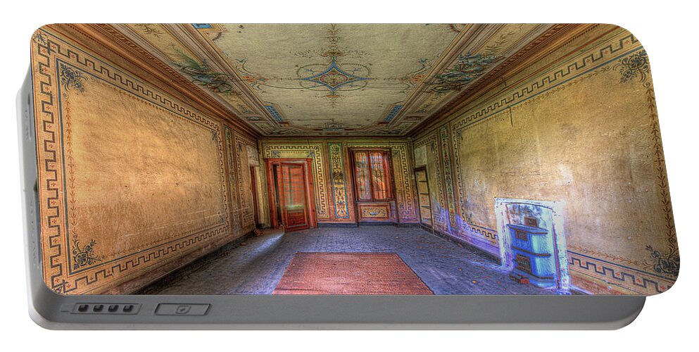 Luoghi Abbandonati Portable Battery Charger featuring the photograph THE YELLOW ROOM of THE VILLA WITH THE COLORED ROOMS by Enrico Pelos