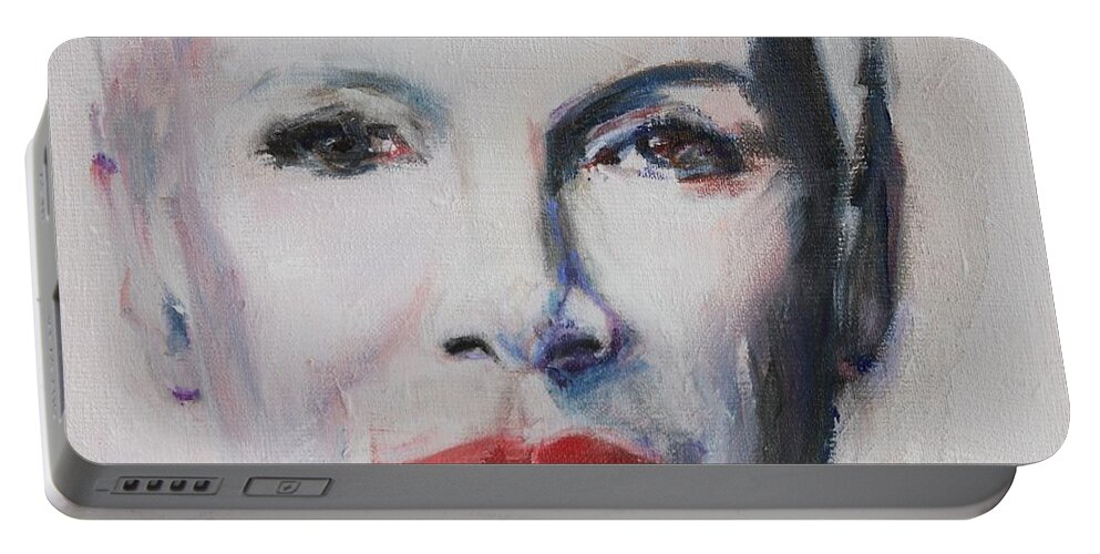 Annie Lennox Portable Battery Charger featuring the painting There Must Be an Angel by Christel Roelandt