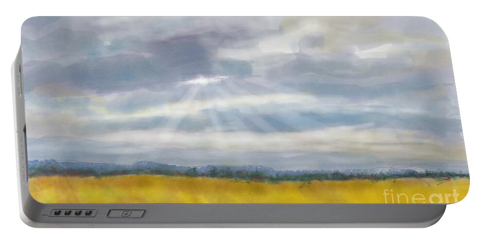Sky Portable Battery Charger featuring the painting There's Always Hope by Susan Sarabasha