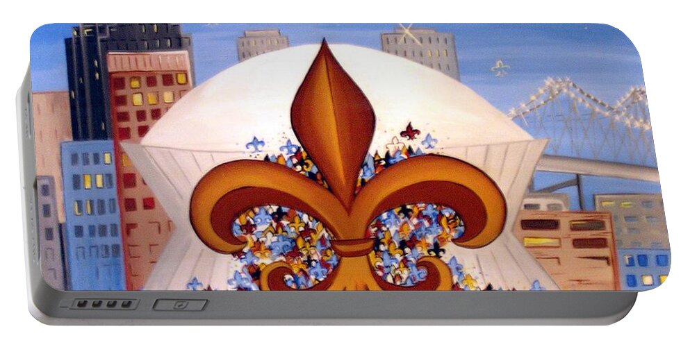 Superdome Portable Battery Charger featuring the painting There's no place like Dome by Valerie Carpenter