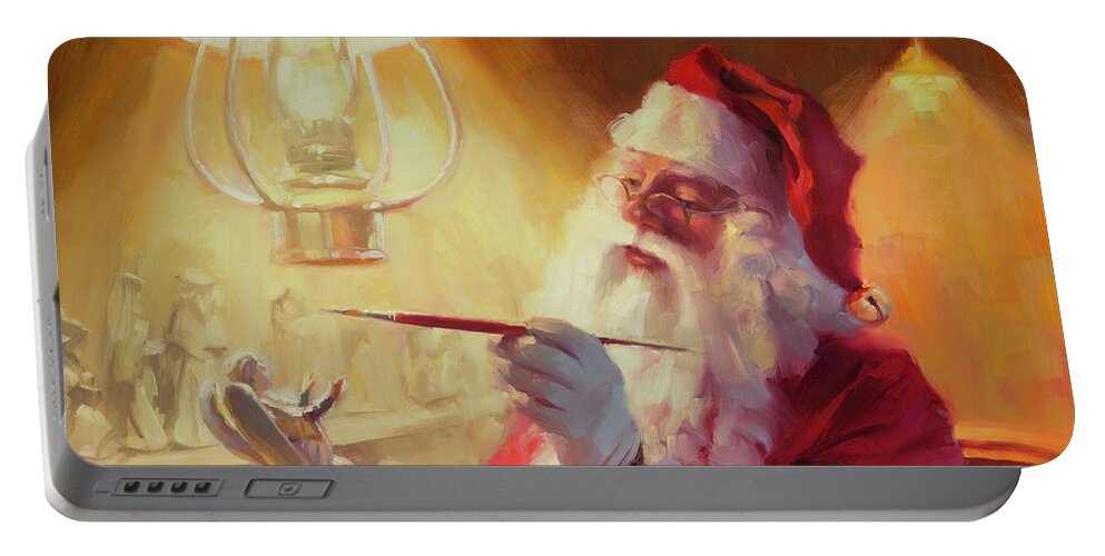 Santa Portable Battery Charger featuring the painting These Gifts Are Better Than Toys by Steve Henderson