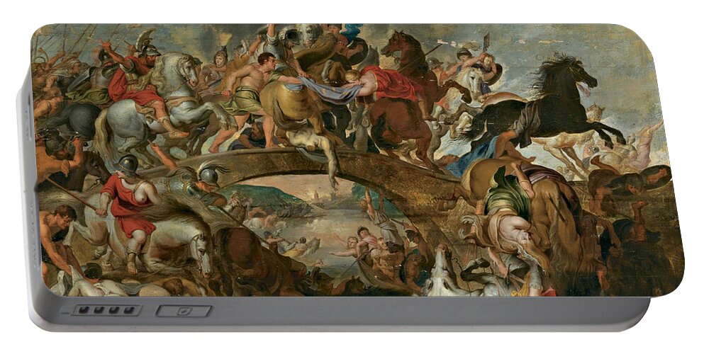 After Peter Paul Rubens Portable Battery Charger featuring the painting Theseus leading the Athenian Soldiers against the Amazons by After Peter Paul Rubens