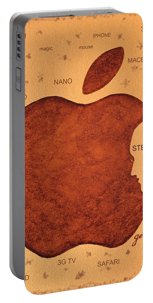 Steve Jobs Tribut Portable Battery Charger featuring the painting Think Different Steve Jobs by Georgeta Blanaru