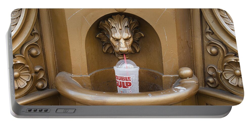 Lion Portable Battery Charger featuring the photograph Thirsty Lion by Erik Burg