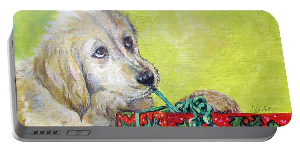 Nature Portable Battery Charger featuring the painting This is Mine? Right? by Donna Tucker