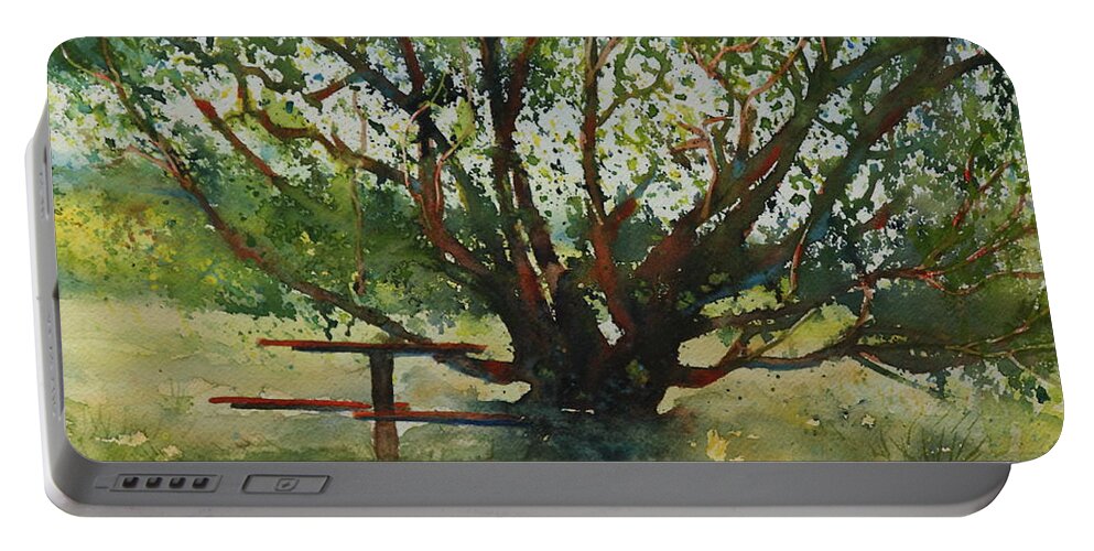 Shade Portable Battery Charger featuring the painting This Looks Like a Good Spot by Ruth Kamenev