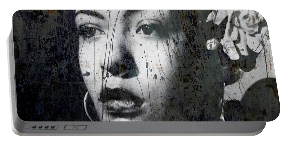 Billie Holiday Portable Battery Charger featuring the mixed media This Ole Devil Called Love by Paul Lovering