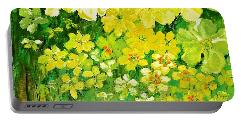 Painting Portable Battery Charger featuring the painting This summer fields of flowers by Amalia Suruceanu