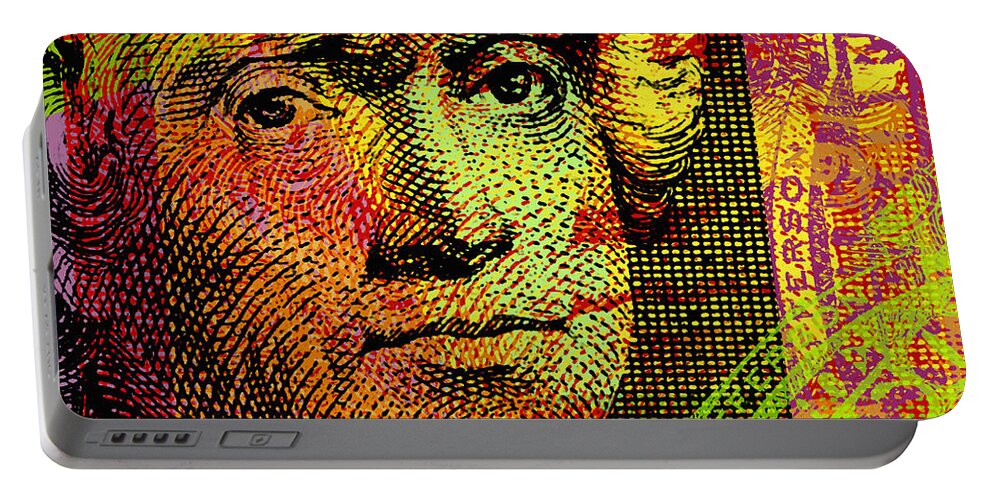 Thomas Jefferson Portable Battery Charger featuring the digital art Thomas Jefferson - $2 bill by Jean luc Comperat