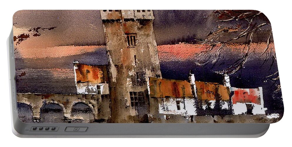 Castles Portable Battery Charger featuring the painting Thoor Ballylee, Galway...8351 by Val Byrne