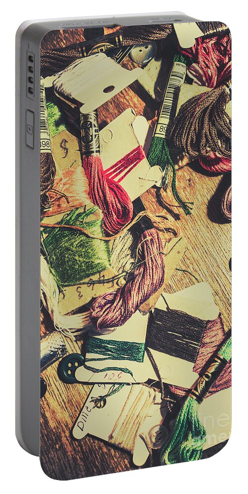 Abstract Portable Battery Charger featuring the photograph Threadbare by Jorgo Photography