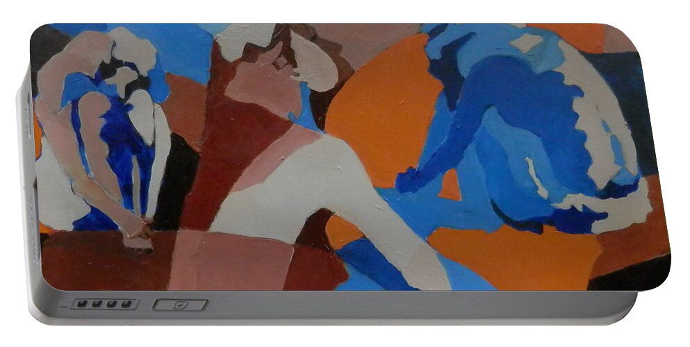 Figure Portable Battery Charger featuring the painting Three Figures by Martha Tisdale