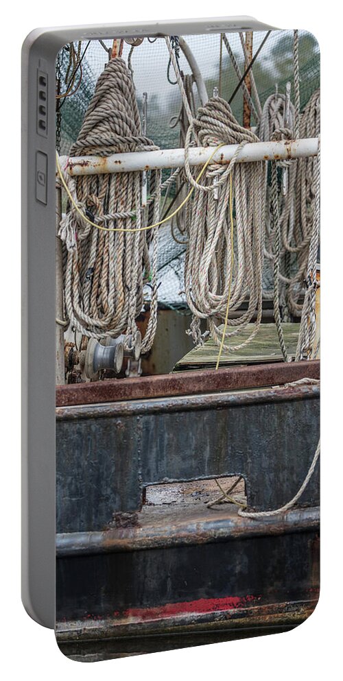 Alabama Portable Battery Charger featuring the photograph Three Fishing Ropes on Shrimp Boat by John McGraw