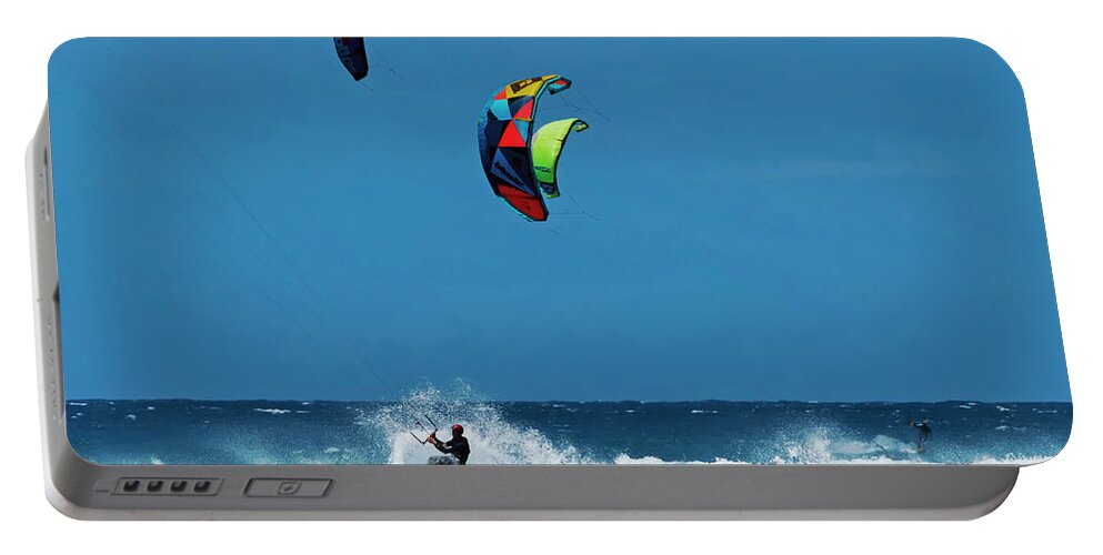 Kites Portable Battery Charger featuring the photograph Three Kites by Michael Dawson