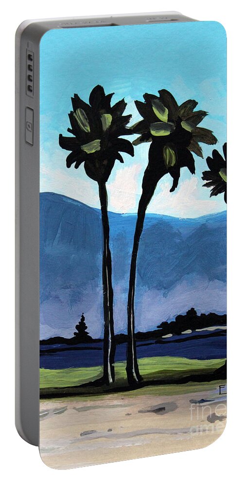 Palm Trees Portable Battery Charger featuring the painting Three Palm Trees by Elizabeth Robinette Tyndall