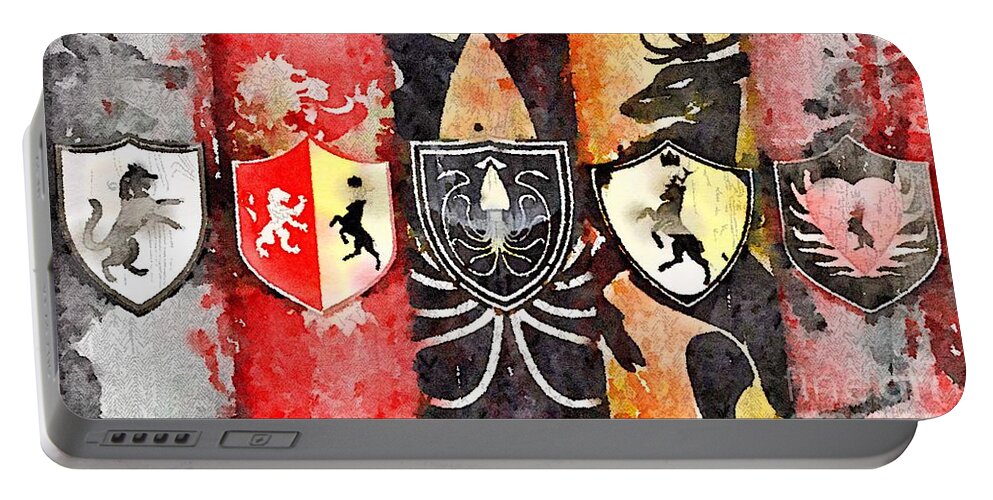 Game Of Thrones Portable Battery Charger featuring the painting Thrones by HELGE Art Gallery