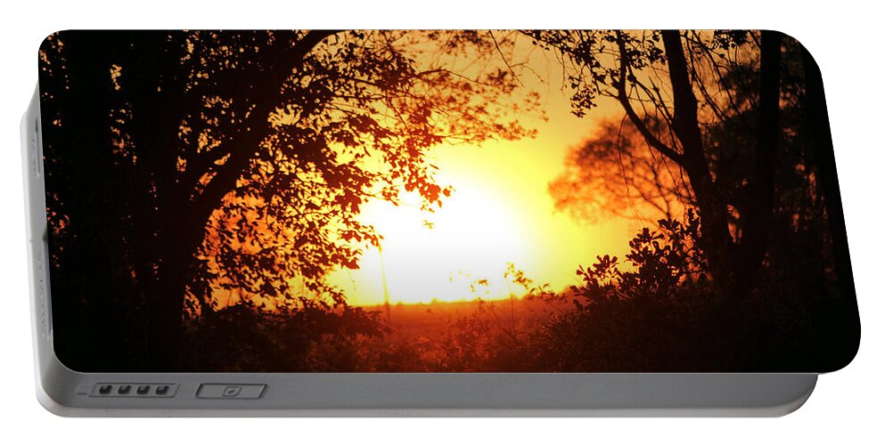 Sunset Portable Battery Charger featuring the photograph Through The Trees by Karen Wagner