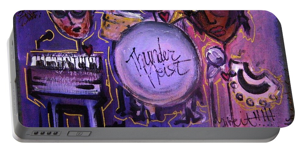 Thunderheist Portable Battery Charger featuring the painting Thunderheist plays Monolith by Laurie Maves ART