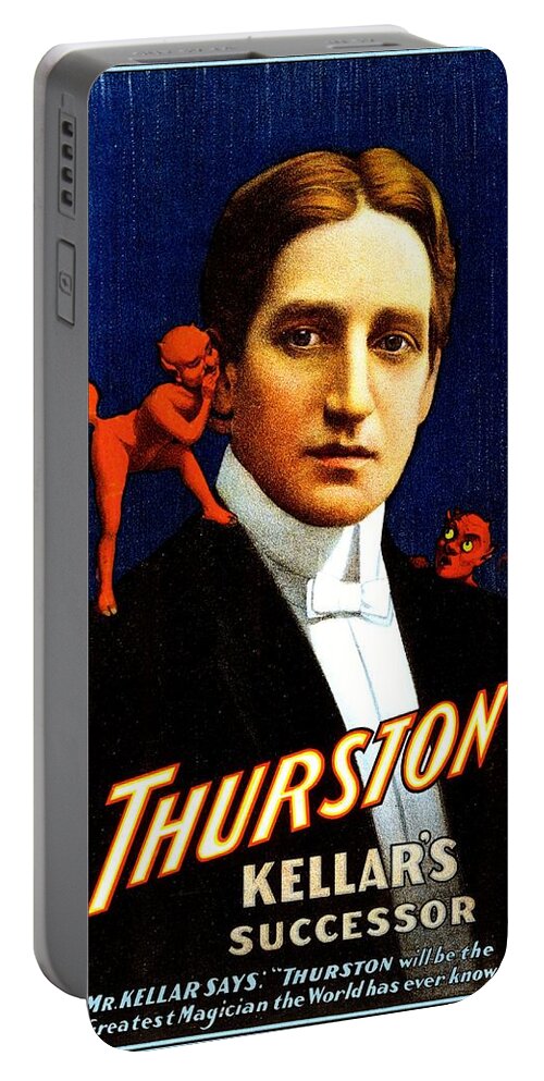 Thurston Portable Battery Charger featuring the painting Thurston, Kellar's successor, magician poster, 1908 by Vincent Monozlay