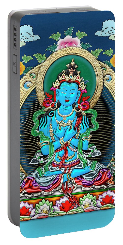 'treasures Of Tibet' Collection By Serge Averbukh Portable Battery Charger featuring the digital art Tibetan Thangka - Vajradhara - Dharmakaya Buddha by Serge Averbukh