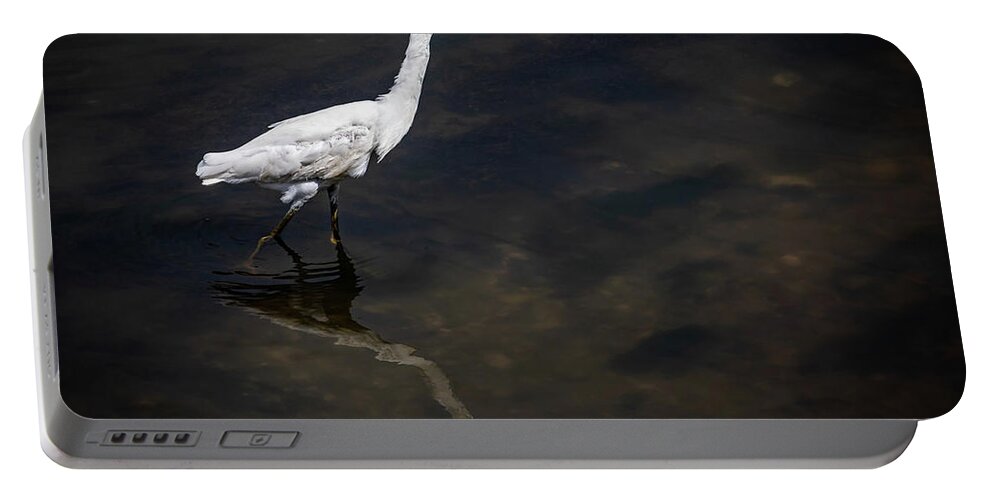Egret Portable Battery Charger featuring the photograph Tidal Creek Egret Charleston Lowcountry by Donnie Whitaker