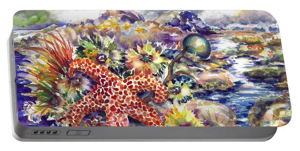 Watercolor Portable Battery Charger featuring the painting Tidal Pool I by Ann Nicholson