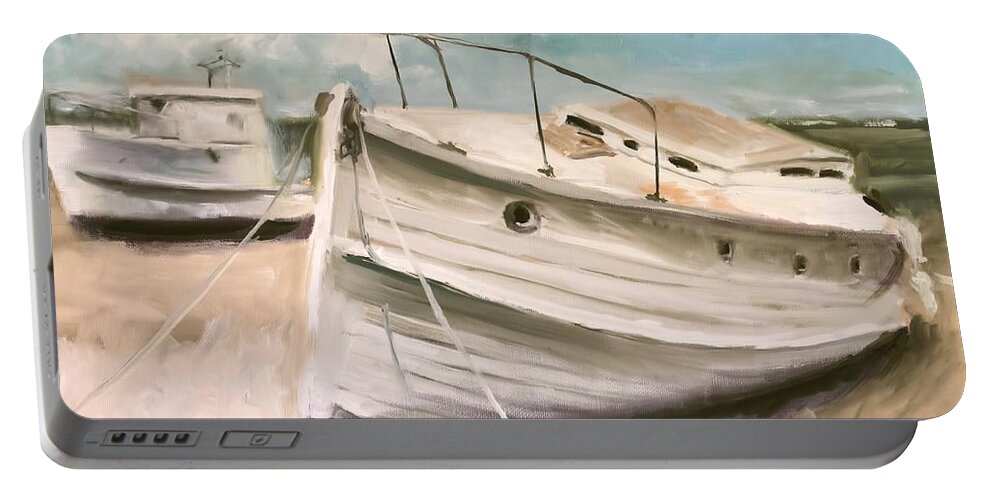 Tide Is Out Portable Battery Charger featuring the painting Tide is Out by Melissa Herrin
