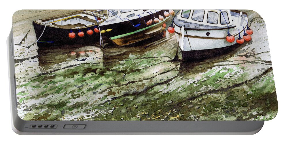 Tide Out Portable Battery Charger featuring the painting Tide out by Paul Dene Marlor