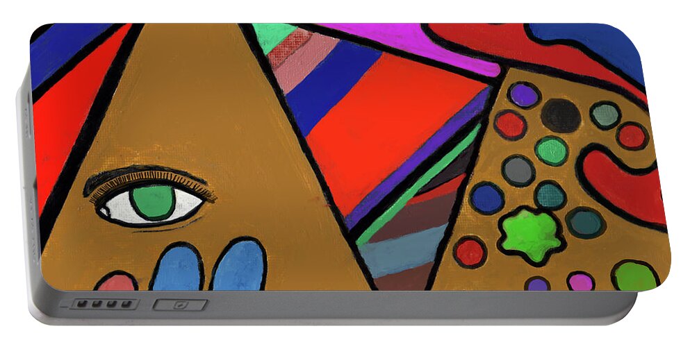 Abstract Portable Battery Charger featuring the mixed media Tie Dye Abstract by David Jackson