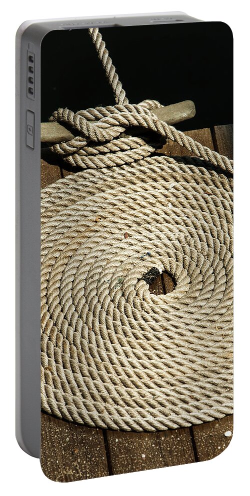 Nautical Portable Battery Charger featuring the photograph Tied off by Jason Hughes