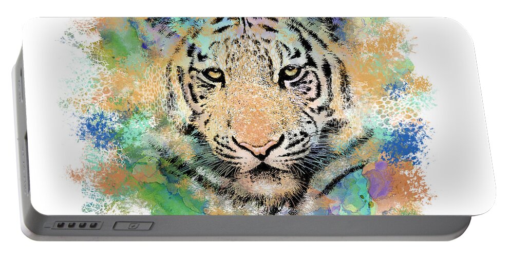 Tiger Portable Battery Charger featuring the digital art Tiger 3 by Lucie Dumas