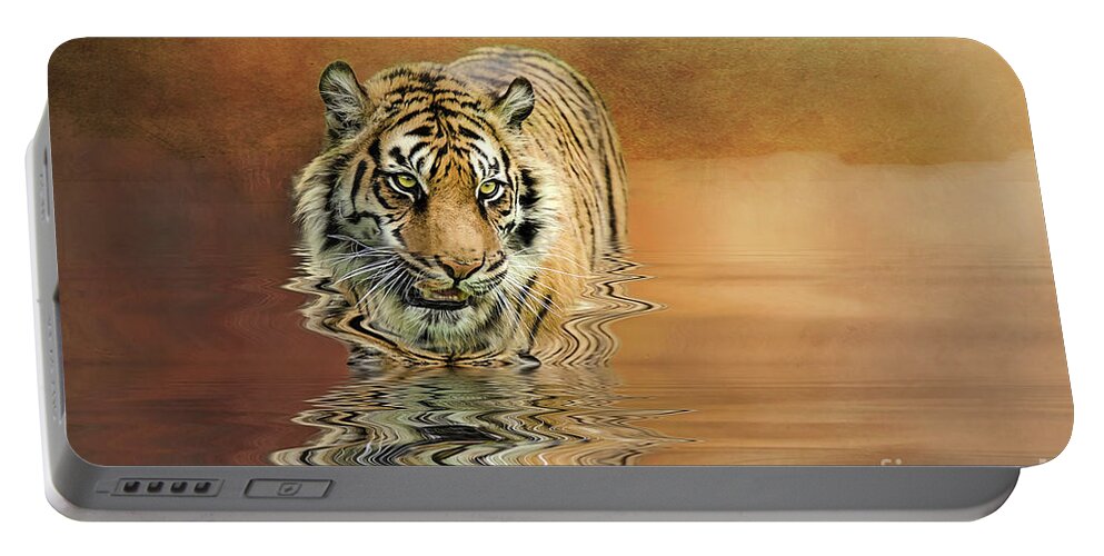 Tiger Portable Battery Charger featuring the photograph Tiger Reflections by Brian Tarr