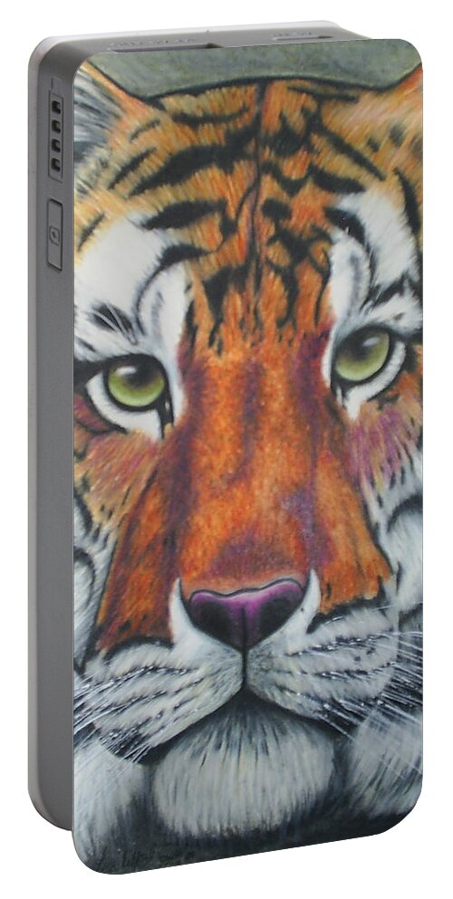 Tiger Portable Battery Charger featuring the drawing Tiger by Scarlett Royale