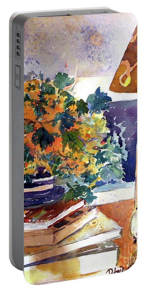 Clock Portable Battery Charger featuring the painting Time Flyin by Patsy Walton