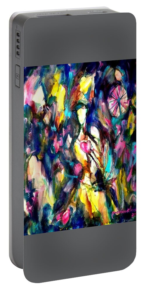  Portable Battery Charger featuring the painting Time love heart by Wanvisa Klawklean