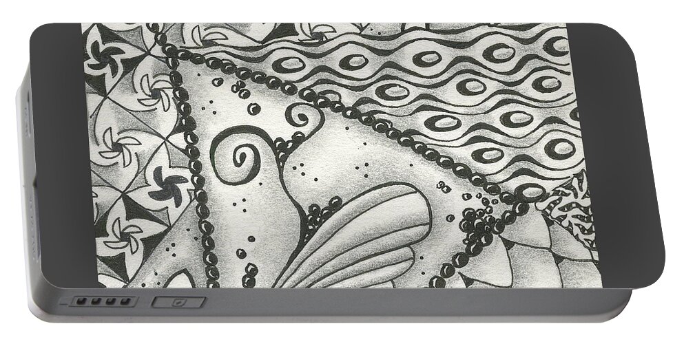 Zentangle Portable Battery Charger featuring the drawing Time Marches On by Jan Steinle